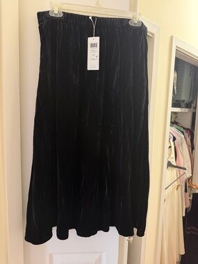 Eileen Fisher Black Velvet Midi Skirt